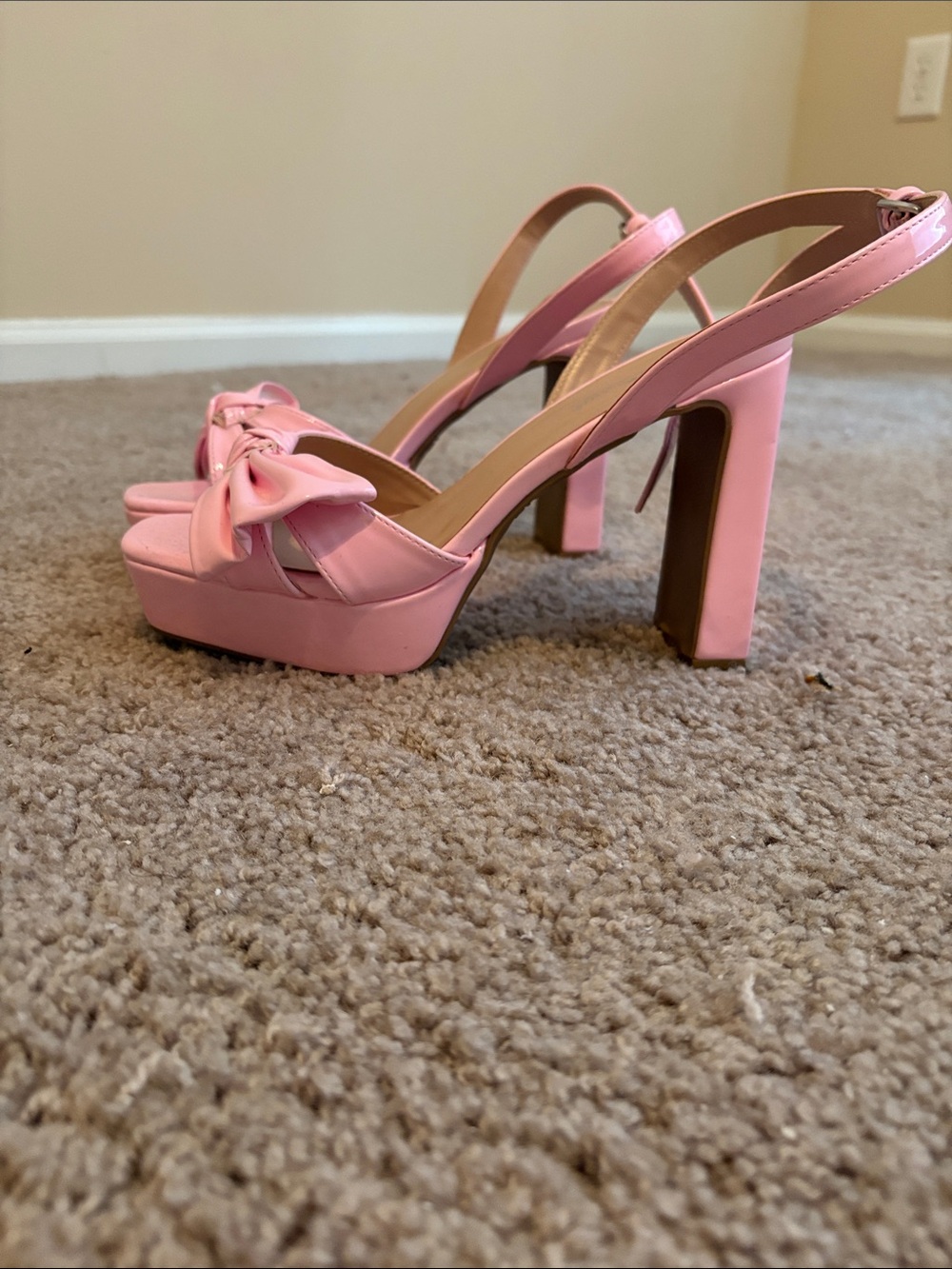Anne Michelle Pink Platform Heels with Bow